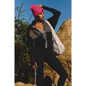 New Free People Movement Long Sleeve One Piece Jumpsuit Keepin Cozy Black XS